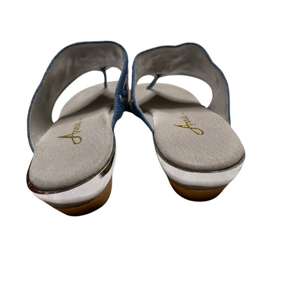 Annie Embroidered Denim Fish Sandals Womens 7.5 Slip On Casual Comfort Shoes - Picture 4 of 8